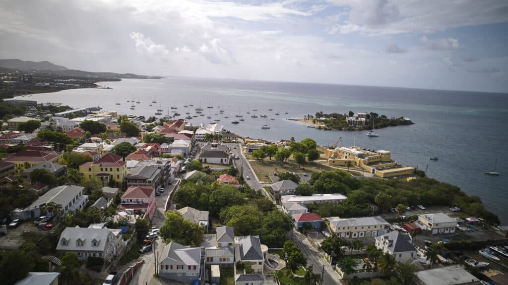 Aerial view of Fort Christiansvaern on St. Croix, USVI