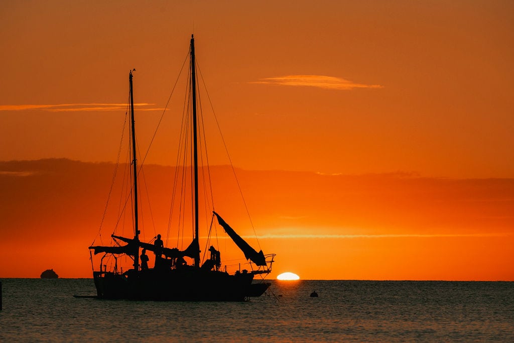 Sailing at sunset in St. Thomas, USVI