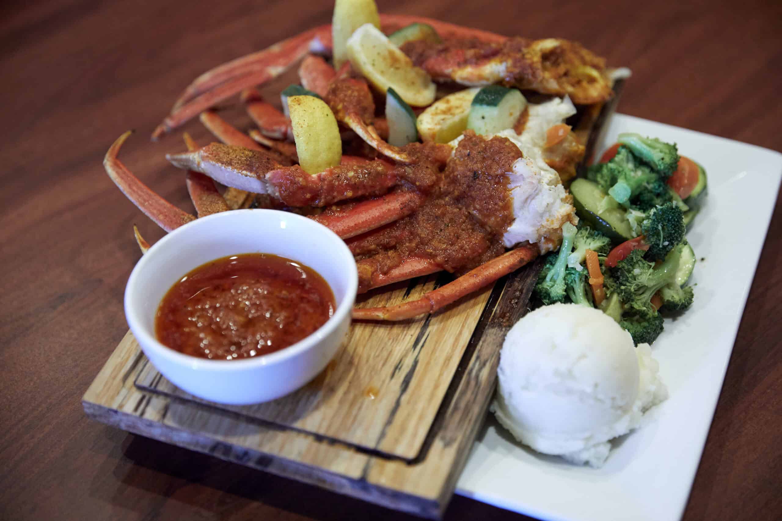 Crab legs dish served at Surf and Turf Bistro, St. Thomas, USVI