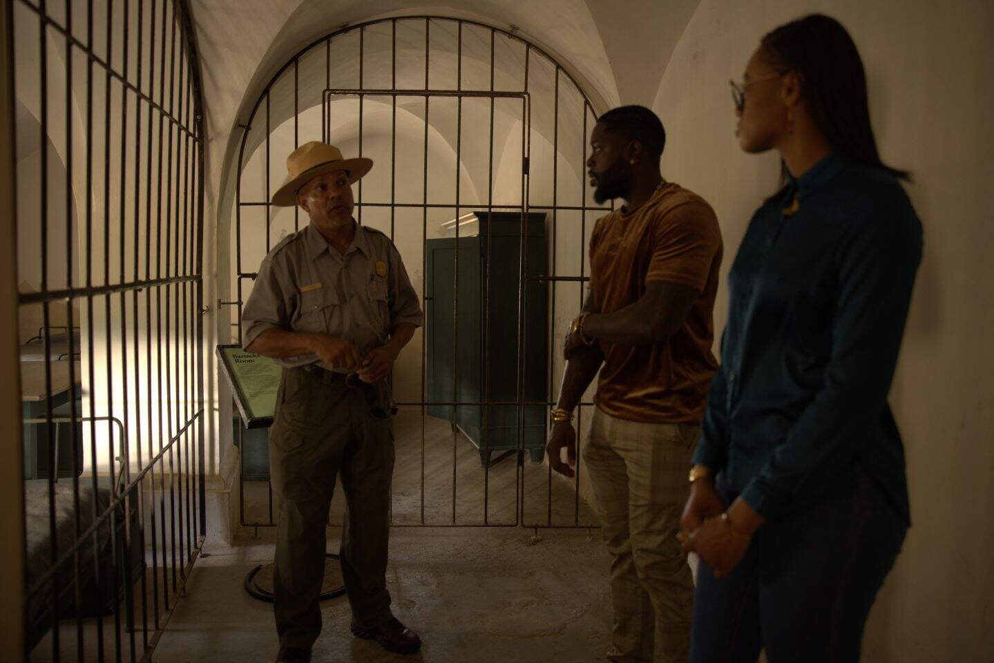 A ranger leads a tour inside Fort Christiansvaern on St. Croix, USVI