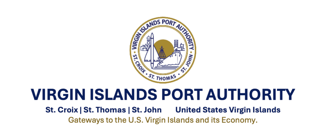 Logo of the Virgin Islands Port Authority with text listing St. Croix, St. Thomas, St. John, and the slogan "Gateways to the U.S. Virgin Islands and its Economy.